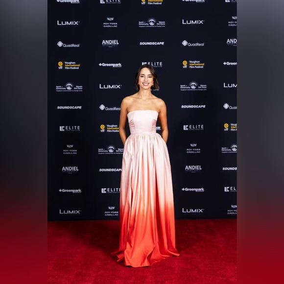 SAU LEE Teigen Gown In Blush Red Ombre, brand new, never worn, no flaws. - Picture 7 of 15